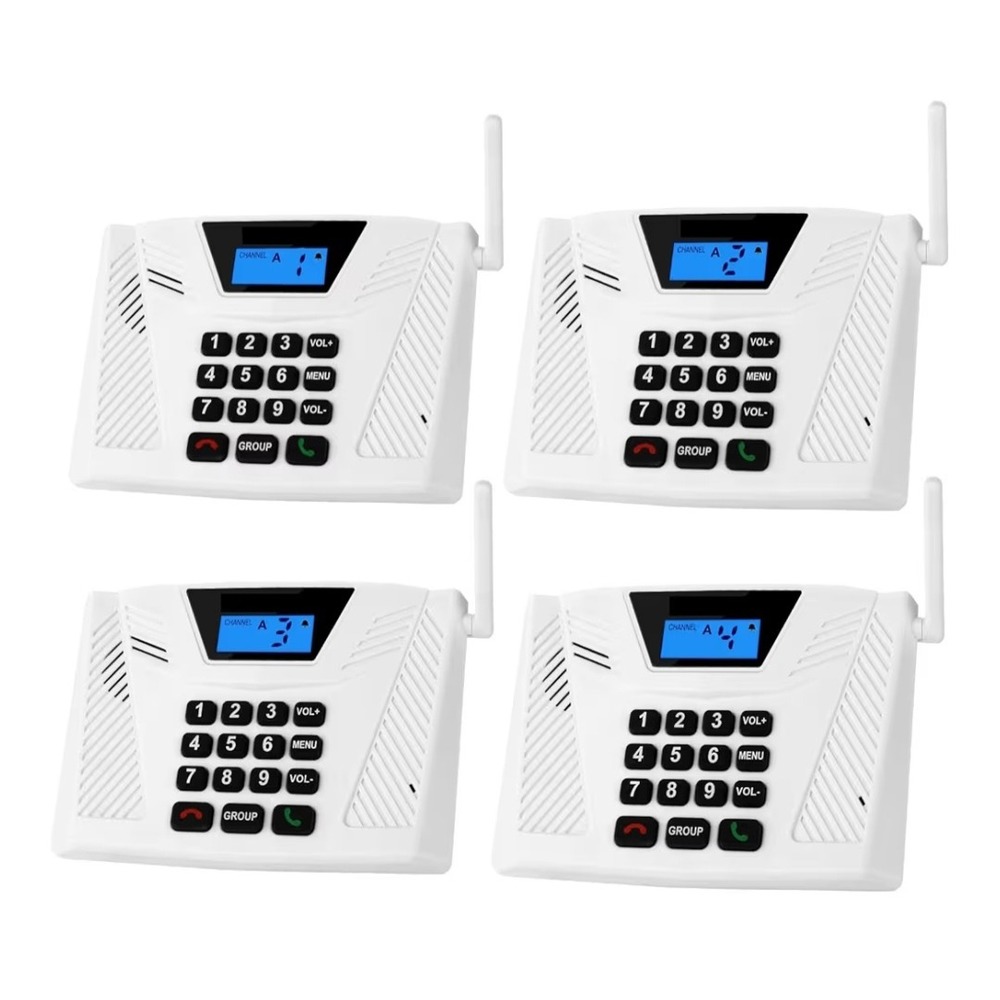 Sanzuco F60W Full Duplex Wireless Intercom System 4 Pack White Home Office